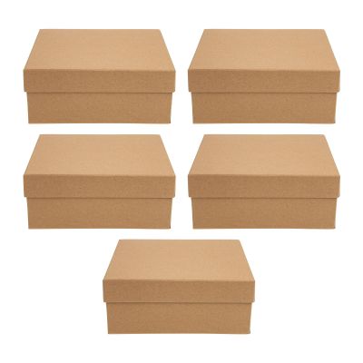 Ipetboom 5pcs Kraft Boxes with Lids 20x18x8cm Large Decorative Storage Boxes for Clothes Scarves Packaging Birthday Favor Present Wrapping