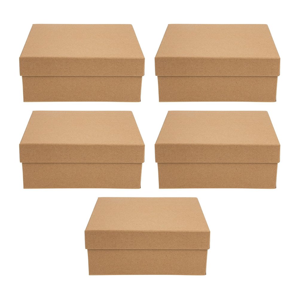 Ipetboom 5pcs Kraft Boxes with Lids 20x18x8cm Large Decorative Storage Boxes for Clothes Scarves Packaging Birthday Favor Present Wrapping