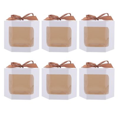 Ciieeo Valentine's Day Boxes 6pcs White Paper Bowknot Packaging Boxes 10x10x10cm Candy and Biscuit Storage for Party and Festival