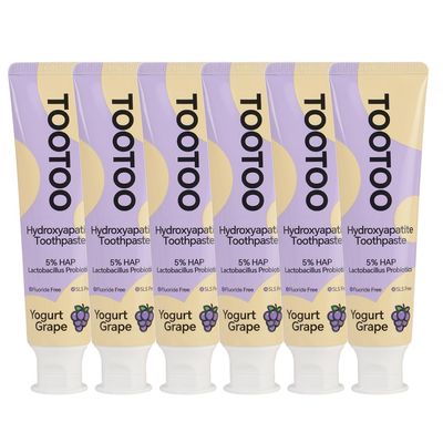 TooToo Fluoride Free Kids Hydroxyapatite Toothpaste - Probiotics & Xylitol Toothpaste - All Natural - Yogurt Grape Favor, 25.2 OZ