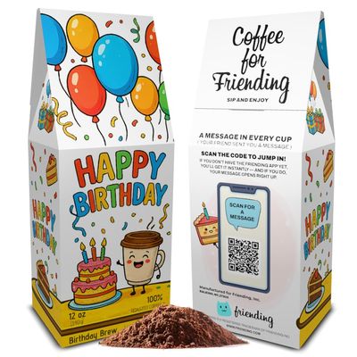 Send a Birthday Message with Birthday Coffee by Friending 12 oz Ground Light-Medium Roast Coffee, Freshly Roasted to Order, Made in USA