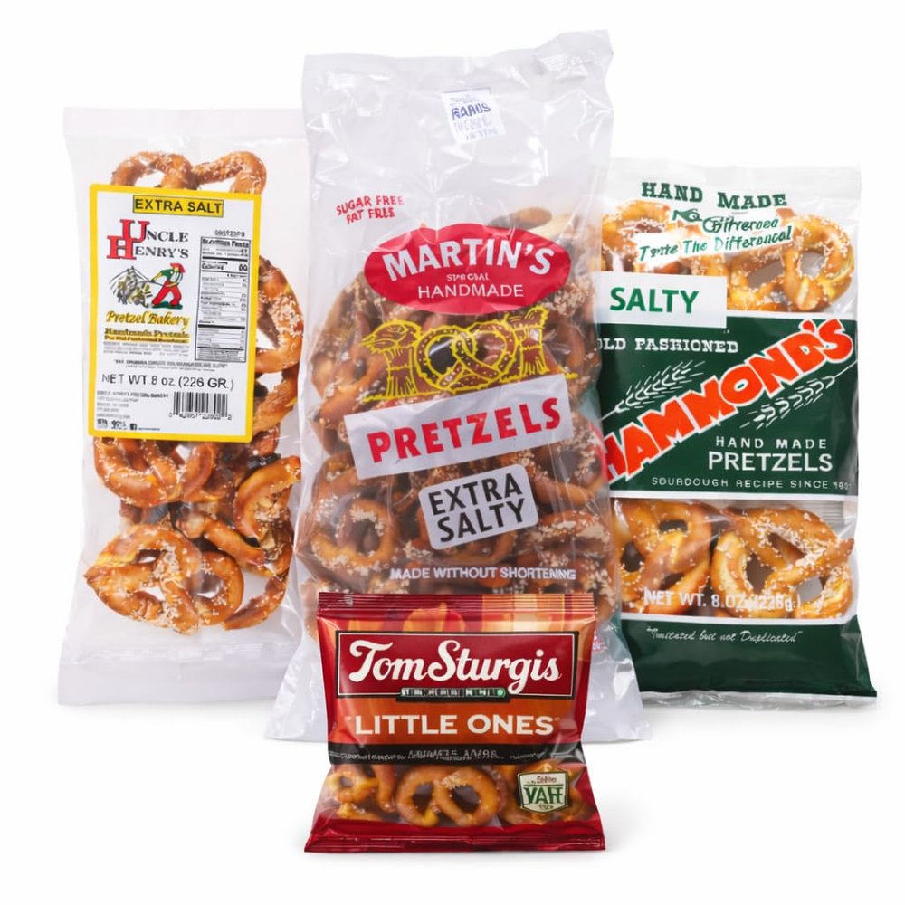 Pennsylvania Local Handmade Pretzel Variety Pack Salty Pretzels Made by Uncle Henrys,Martins, Hammonds, Tom Sturgis mini, PA Dutch Old Fashioned Snack Bundle