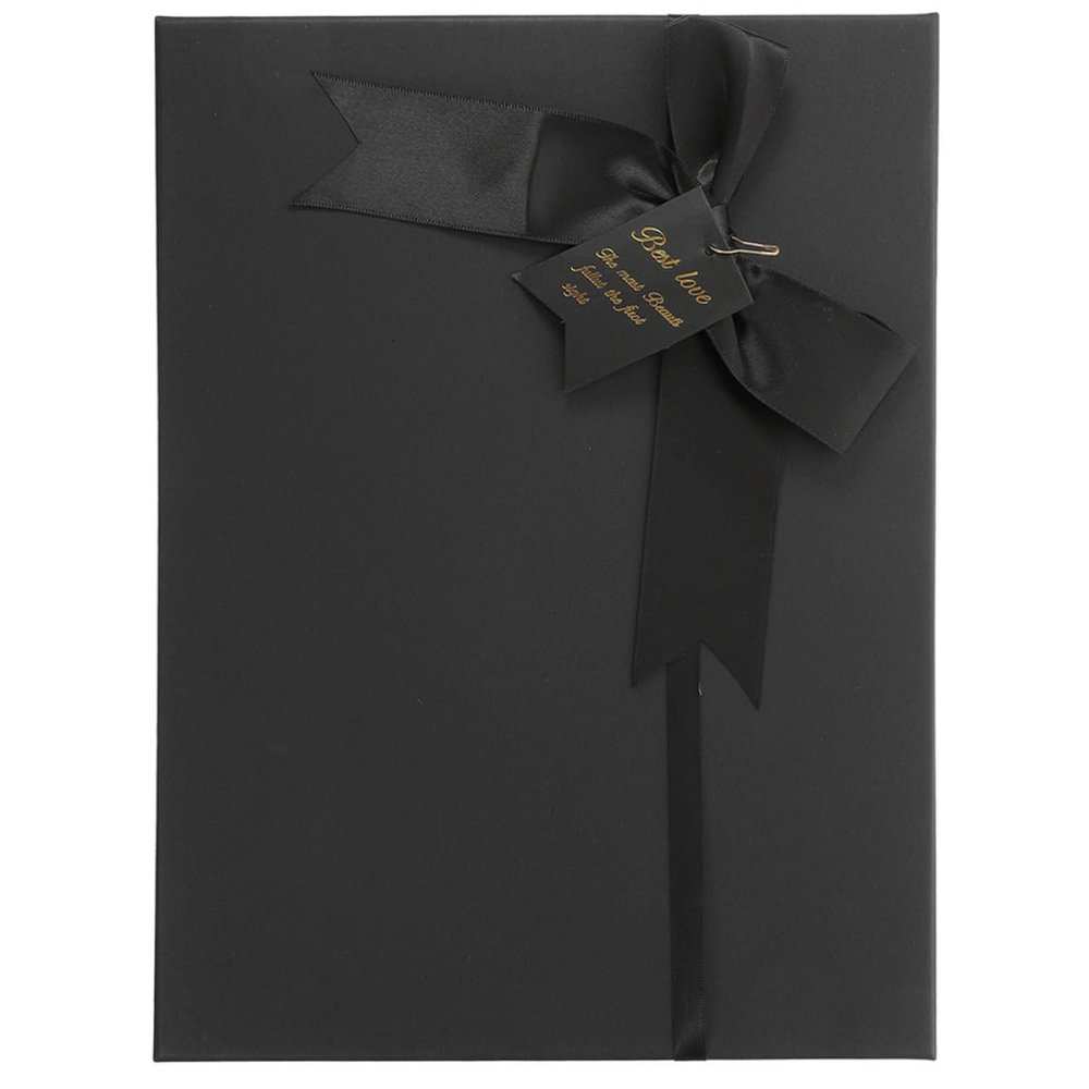 SECFOU Kraft Paper Box with Ribbon Bow, 28x19x8cm, 1pcs, Graduation Packaging Box for Cosmetics and Lipstick, Present Wrapping for Party Favors and Small