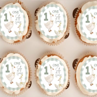 One Silly Goose Cupcake Toppers, Edible Cupcake Toppers, Silly Goose Party, Silly Goose Birthday