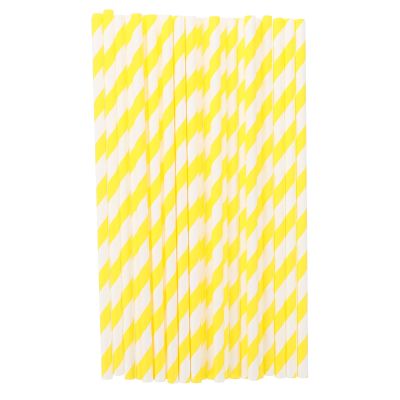 SWETRACE 100pcs Yellow Stripe Paper Straws Disposable Biodegradable Party Drinking Straws for Juice Smoothies Birthday Decoration