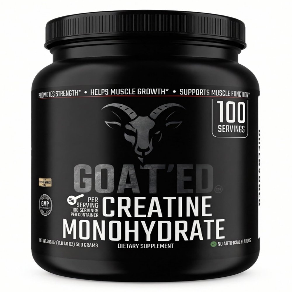 GOAT'ED Creatine Monohydrate Powder | 100% Pure Micronized Creatine for Muscle Growth, Strength & Recovery | High-Absorption, Unflavored Creatine Supplement for Men & Women, 100 Servings