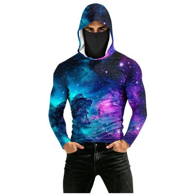 Mens Hooded Sun Shirts Uv Protection Long Sleeve Fishing Face Mask USA Flag 4th July American Pride Camo Patriotic T