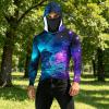 Mens Hooded Sun Shirts Uv Protection Long Sleeve Fishing Face Mask USA Flag 4th July American Pride Camo Patriotic T view 3