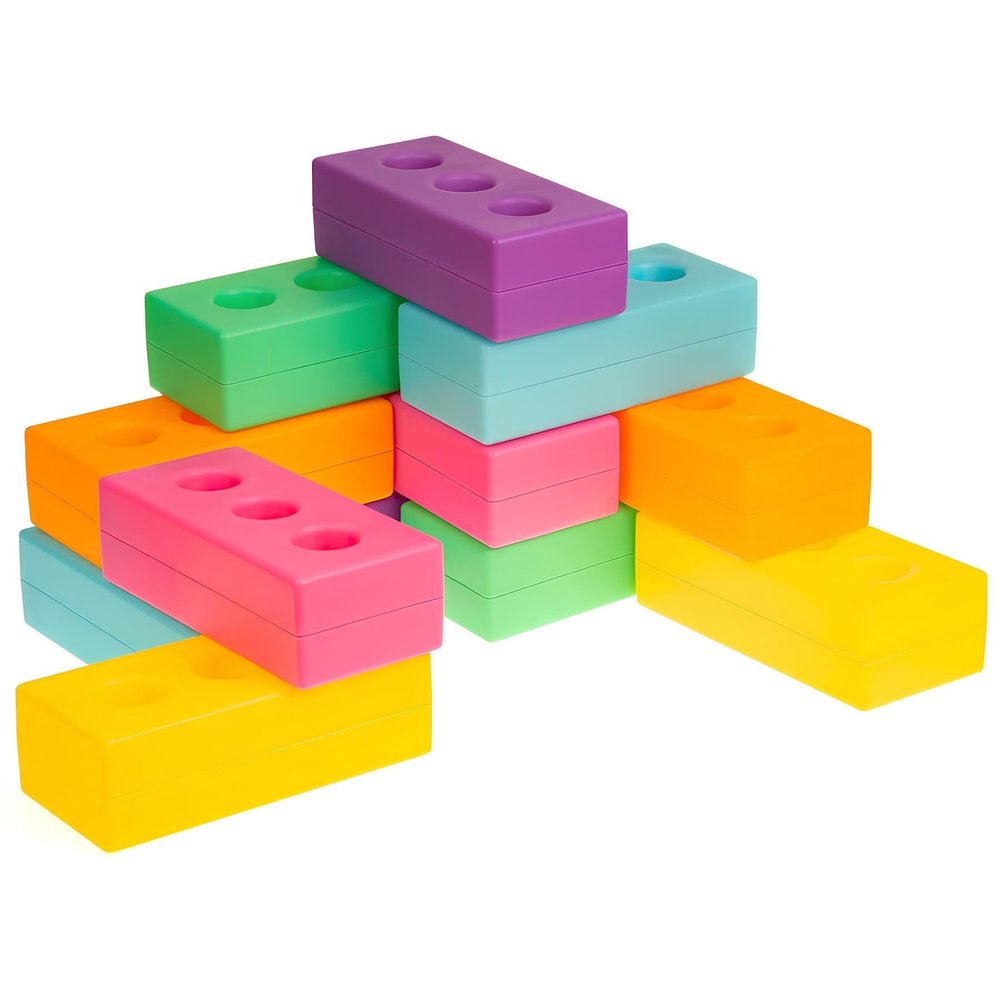 12-pcs Light Up Glow LED Rechargeable Sensory Decor Bricks & Educational for Classroom Decoration, Cognitive Cause & Effect Learning