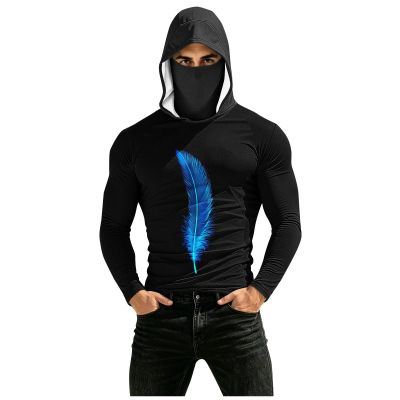 Mens Hooded Sun Shirts Uv Protection Long Sleeve Fishing Face Mask USA Flag 4th July American Pride Camo Patriotic T