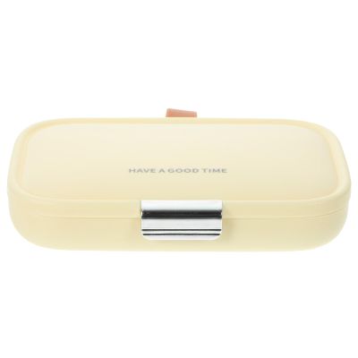 IWOWHERO Portable Sealed Small Pill Organizer Box, Multi-Grid Wear-Resistant Medicine Case with Detachable Compartments, Compact Cream White Storage for Travel and Daily Medication