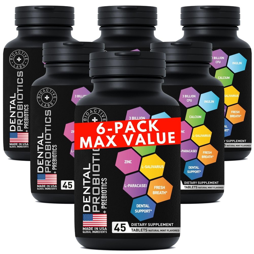 6-PACK Dental Probiotics for Bad Breath & Oral Health - Lactobacillus Salivarius Probiotic Tablets Fight Chronic Bad Breath and Restore Good Bacteria - Oral Probiotics for Teeth and Gums -270 Tablets