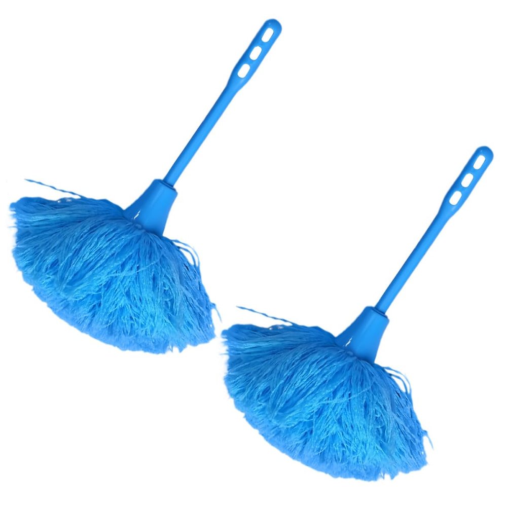 Toyvian 2pcs Blue Static Electricity Fiber Duster Household Car Dust Removal Tool Handheld Reusable Cleaning Brush for Home and Auto Dusting