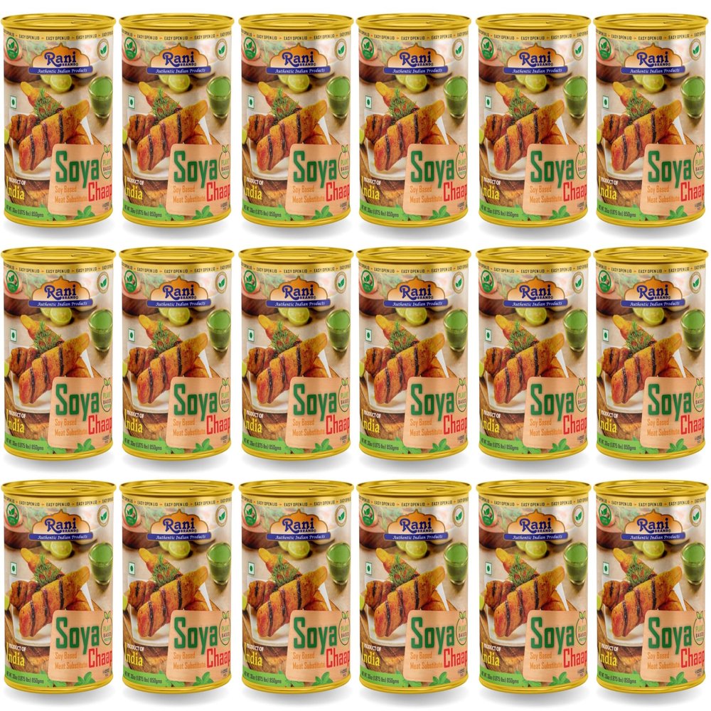 Rani Soya Chaap (Plant Based Protein) 30oz (1.875lbs) 850g, Pack of 18 ~ Easy Open Lid | All Natural | Vegan | No Colors | NON-GMO | Kosher | Indian Origin | Soy Based Meat Substitute