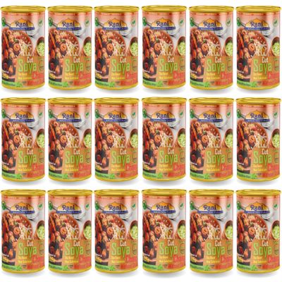 Rani Cut Soya Chaap Whitout Stick (Plant Based Protein) 30oz (1.875lbs) 850g Pack of 18 ~ Easy Open Lid | All Natural | Vegan | No Colors | NON-GMO | Kosher | Indian Origin | Soy Based Meat Substitute