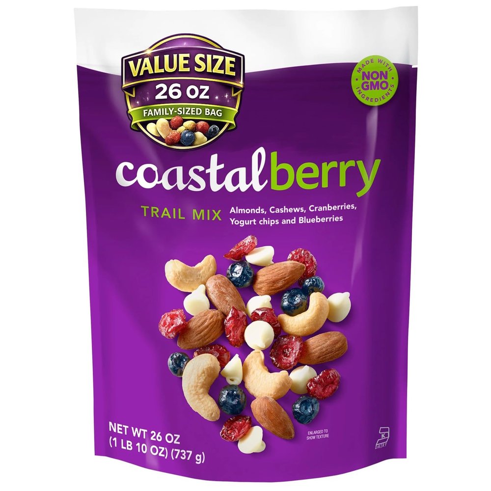 WildRoots Coastal Berry Trail Mix, 26 oz, Almonds, Cashews, Cranberries, Yogurt Chips and Blueberries