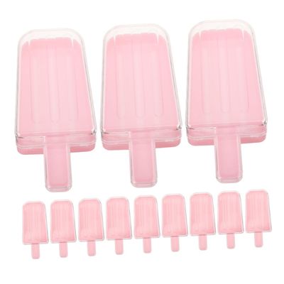 24pcs Ice Cream Shaped Candy Boxes Pink Plastic Candy Favor Containers Wedding Birthday Party Packaging Supplies