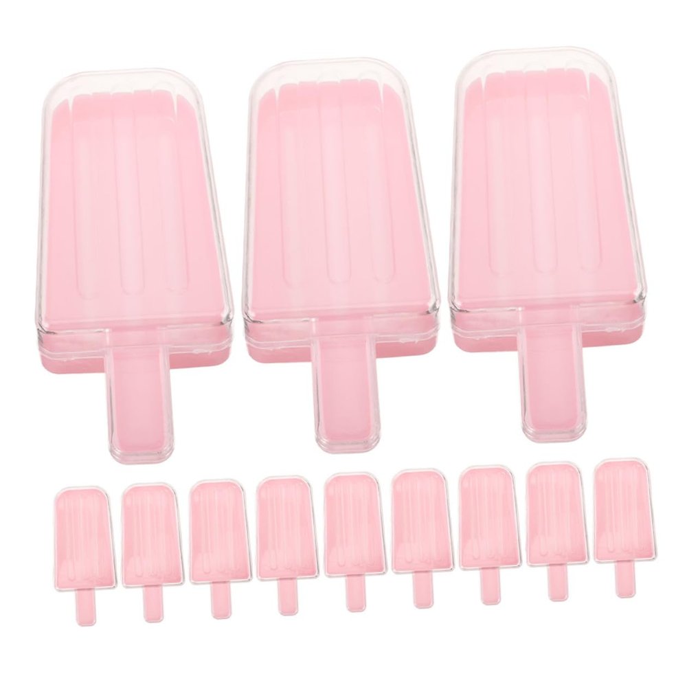 24pcs Ice Cream Shaped Candy Boxes Pink Plastic Candy Favor Containers Wedding Birthday Party Packaging Supplies
