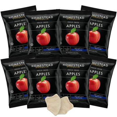 HOMESTEAD RESERVE Freeze Dried Apple, Pack of 8 (0.6 oz Each) Dried Fruit Snacks Individual Packs, Ideal Fruits Chips for Healthy Lifestyles and Active Living, Perfect Everyday Snacking