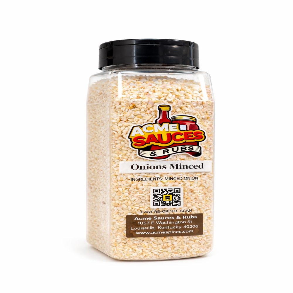 Acme Sauces & Rubs, Minced Onion - All Natural Dried Minced Onion Flakes, for Cooking, Soups, Sauces and Everyday Seasoning - Ready to Use, Pre-Package, Contaminant-Free Onion Seasoning - (15 oz)