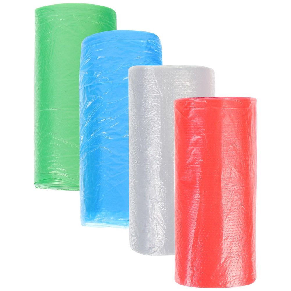 Cabilock 30pcs Biodegradable Thickened Kitchen Rubbish Carrier Bags with Colorful Multi-function Trash Bags for Bathroom and Household Waste Separation, 4 Rolls (red, Green, Blue, Gray)