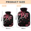 Red Flowers Gray Branches Black Hot Water Bottle with Soft Velvet Cover Hot Water Bag for Hot and Cold Compress Small view 3