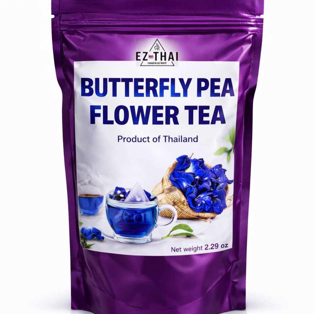 EZ THAI Premium Dried Butterfly Pea Flower Tea 2.29 oz - Loose Leaf Blue Herbal Tea & Natural Food Coloring Caffeine Free Tea for Relaxing Hot Brew, Iced Latte, Baking