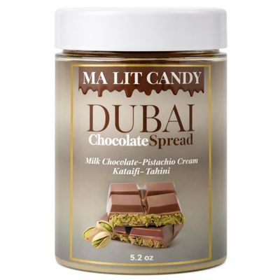 Dubai Chocolate Jar - 5.2 oz Chocolate Kataifi Pistachio Cream with Tahini Dubai Chocolate Bar Spread for Waffles & Pancakes, Desserts, & Gourmet Gift