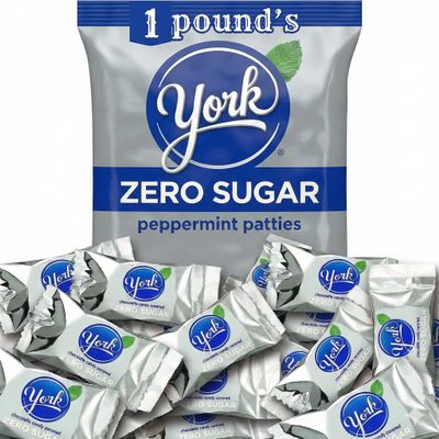 YORK Zero Sugar Chocolate Peppermint Patties Candy, Individually Wrapped, Aspartame Free, 16 oz Bag