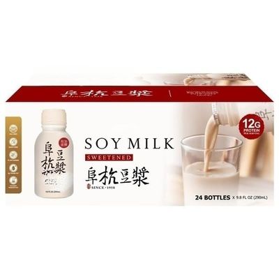 Sweetened Soy Milk, 12g Protein per Serving; Non-GMO; Dairy-Free; Plant-Based; No Added Preservatives. 24-count 9.8 oz