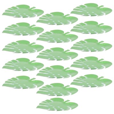 Luxshiny 16pcs Leaf-shaped Disposable Paper Plates, Tropical Luau Party Snack and Dessert Plates, Green Hollowed Eco-friendly Paper Food Tray for Birthday Picnic Gatherings