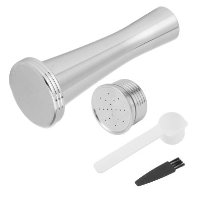 Stainless Steel Coffee Capsule Reusable Coffee Pods Refillable Coffee Capsule with Spoon Brush Hammer for Nespresso Machines Durable Rust Proof