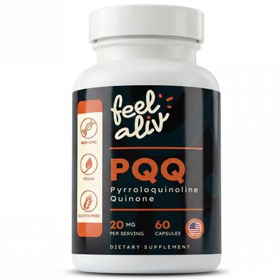 Feelaliv PQQ Supplement 20mg Per Serving | Pyrroloquinoline Quinone Capsules | Cellular Energy & Cognitive Support | Single Ingredient | Clean Label | Vegan | 60 Capsules