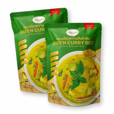 Siam Chili Thai Green Curry All-in-One Meal Kit Set 3.21 Oz. / 91 g. (Pack of 2)