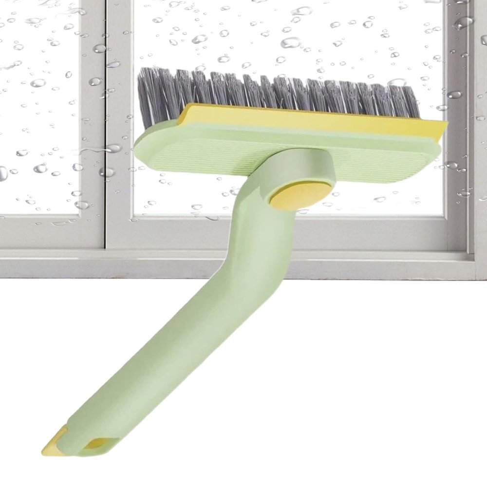 Crevice Cleaning Brush, Rotating Hard Bristle Tool, 30cm Long Handle Scrubber for Tub, Kitchen Corners, Multi Purpose Household Brush with Tweezers Wiper, Bathroom Floor Cleaner, Crevice for Deep