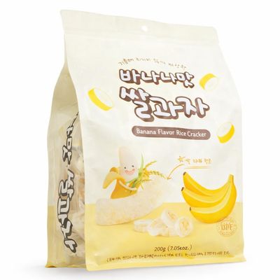 Banana Flavor Rice Crackers, Non-Fried Crispy Rice Snack, Individually Wrapped Asian Snack, Light & Crunchy Sweet Banana Snack, 7.41 oz (210g)