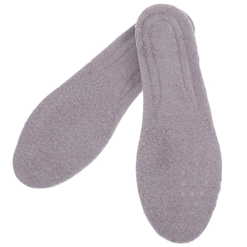 WRITWAA Thermal Shoe Insoles Thick Plush Cozy Liners with Shock Absorption for Winter Sports Grey Size 43-44 Men Women