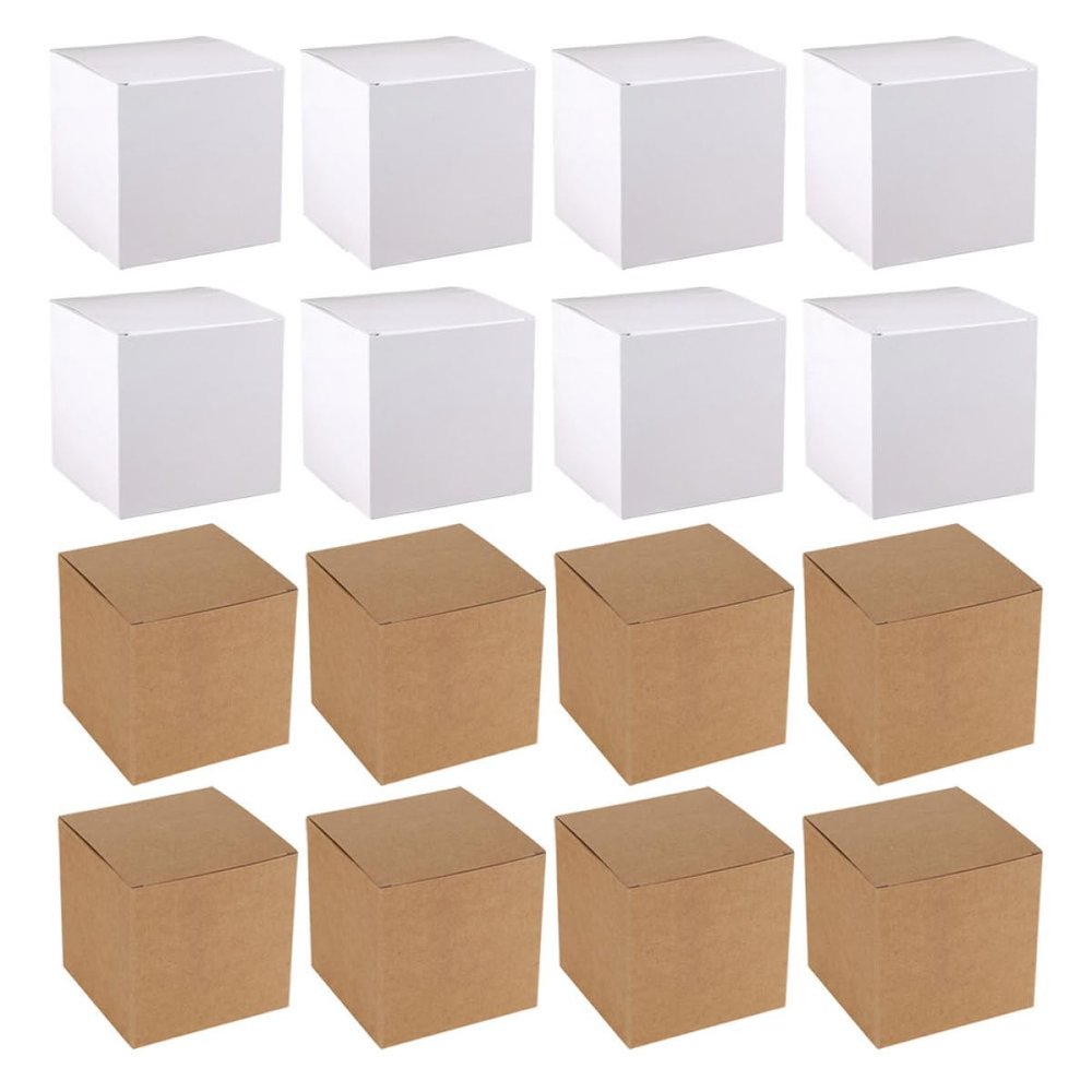 Didiseaon Brown Kraft Paper Boxes 20pcs Square Kraft Packing Boxes 10x10x10cm for Candy Wrapping and Packaging