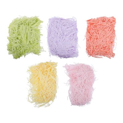 HONMEET Raffia Paper Shredded Filament Filler for Candy Boxes 5pcs 50g Each Crinkle Cut DIY Box Filling Material for Easter Party Wedding Wrapping Supplies
