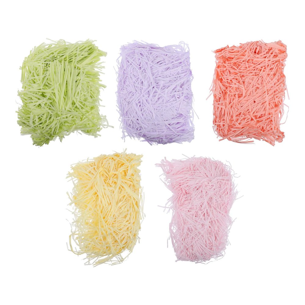 HONMEET Raffia Paper Shredded Filament Filler for Candy Boxes 5pcs 50g Each Crinkle Cut DIY Box Filling Material for Easter Party Wedding Wrapping Supplies