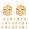 Abaodam Hollow Laser Cut Wedding Candy Boxes with Ribbon, 25pcs Small Party Favor Treats Packaging, Gold Reflective Paper Boxes for Bridal Shower and Wedding Favors view 1
