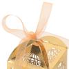 Abaodam Hollow Laser Cut Wedding Candy Boxes with Ribbon, 25pcs Small Party Favor Treats Packaging, Gold Reflective Paper Boxes for Bridal Shower and Wedding Favors view 3