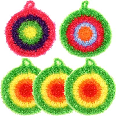 Ciieeo Dish Towels 5pcs Thick Water Absorbent Kitchen Washcloths Hanging Crochet Cleaning Cloths for Home Dishwashing and Cutlery Random Color