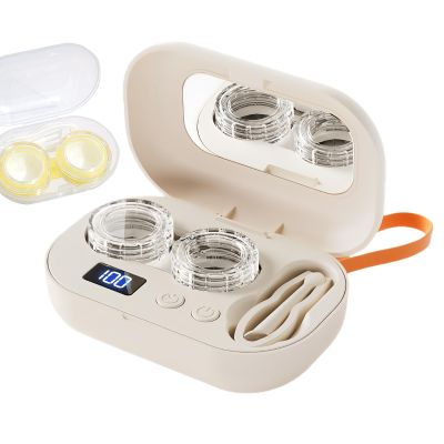 Travel Contact Lens Case Kit - Ultrasonic Portable Electric Home Supplies | Cute Contact Lens Case for Gym, Sports, Running, Fitness, Outdoor, Travel, Office, Hotel, Eye Care, Len Cleaning