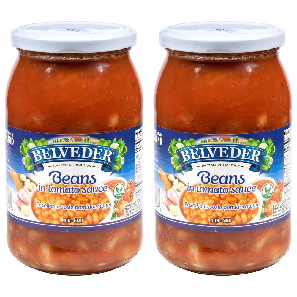 Belveder White Beans Fasola Biala (Fasola Biala 31.74oz) (31.74 Ounce (Pack of 2), White Beans in Tomato Sauce)