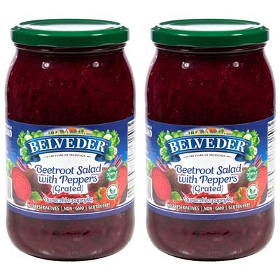 Belveder Beets 31.74 oz. Vegan, Non-GMO, Gluten-Free (31.74 Ounce (Pack of 2), Beetroot Salad with Peppers (Grated))