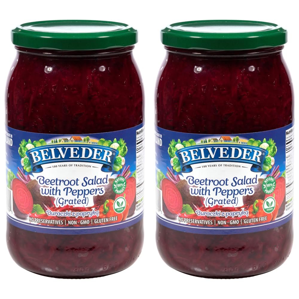Belveder Beets 31.74 oz. Vegan, Non-GMO, Gluten-Free (31.74 Ounce (Pack of 2), Beetroot Salad with Peppers (Grated))