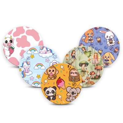 ExpressionMed - Adhesive Patches for Libre 3 OverPatches (5-Pack) - Waterproof & Sweatproof, Non-Fraying Sensor Covers - Pre-Cut CGM Sensor Tapes (Unicorn Fairy Magic Variety Pack) - Made in USA