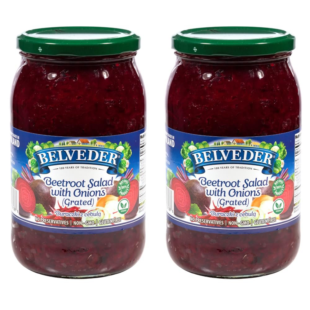 Belveder Beets 31.74 oz. Vegan, Non-GMO, Gluten-Free (31.74 Ounce (Pack of 2), Beetroot Salad with Onion (Grated))