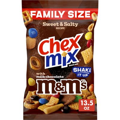 Chex Mix Sweet and Salty Recipe Snack Mix, with M&Ms Milk Chocolate Candies, Family Size, 13.5 oz